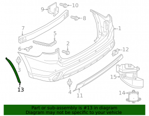 Rear right rear wing arch trim Mitsubishi Outlander 14-20 on bumper, structure