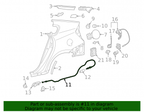 Toyota Prius 30 10-15 Fuel Filler Door Release Cable