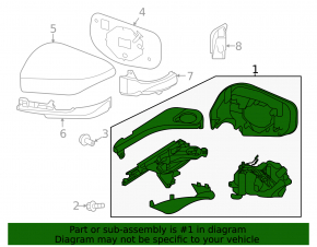 Left side mirror for Subaru Legacy 23-25, 7-pin, without mirror element, without cover