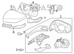 Left side mirror for Subaru Legacy 23-25, 7-pin, without mirror element, without cover