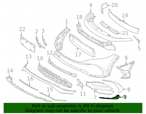 Left front bumper grille molding for Mercedes EQB-class X243 22-25 lower, AMG pkg