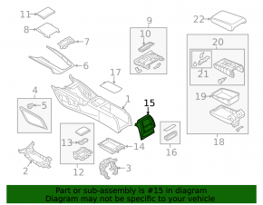 Audi A6 C7 12-18 rear center console trim, beige, bumpers