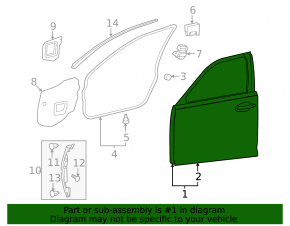 Door bare front right Lexus LS460 LS600h 07-12