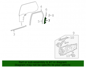 Rear right lower glass guide for Toyota Sienna 2010