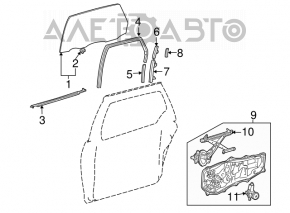 Rear right lower glass guide for Toyota Sienna 2010