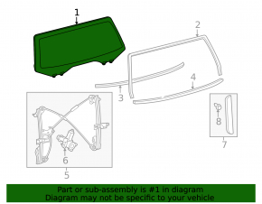Rear window for the trunk door of a Toyota Sequoia 2008-2016