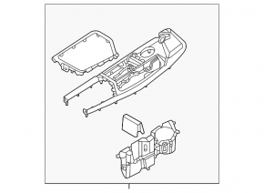 Kia EV6 22-24 center console trim with cup holders, black and gray, with backlighting
