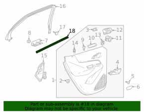Glass seal inside rear left door Chevrolet Equinox 18-
