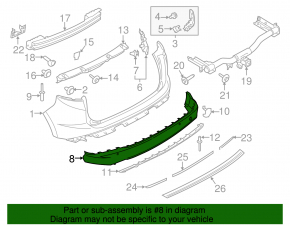 Rear bumper lip Ford Edge 15-18 pre-rest, structure, for parking sensors, without towbar, scratches