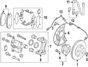 Front left caliper for Mazda CX-90 24-26 for R18-R19