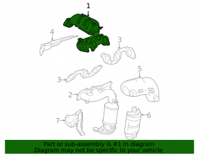 Rear exhaust manifold with catalytic converter for Toyota Sienna 2007-2010 3.5, with lambda sensor, rusty