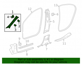 Front pillar trim left upper Mercedes GLA 15-20 gray