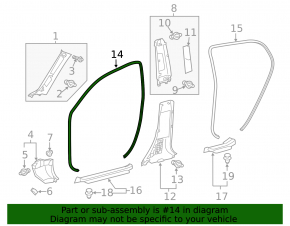 Front right door seal for Lexus CT200h 11-17