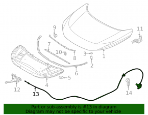 Nissan Rogue Hood Release Cable 21-24 US built