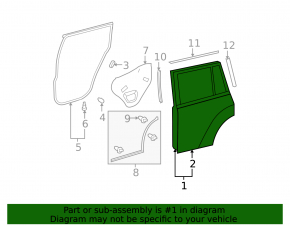 Bare rear left door for Toyota Highlander 2013