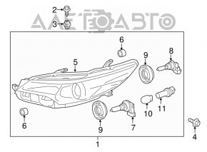 Front left headlight Toyota Camry v55 15-17 bare usa LE\XLE halogen, for polishing