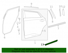 Door seal rear right Nissan Murano z52 15-24 lower