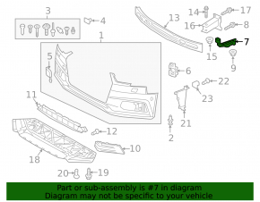 Front bumper mount on the left wing Audi A4 B9 17-19 broken mount