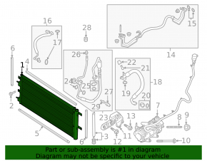 Air conditioning condenser radiator for Ford Fusion mk5 13-20 1.5T, 2.0T, hybrid, plug-in