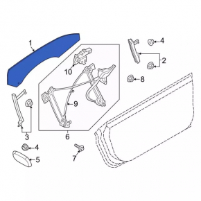 Glass door front right Ford Mustang mk6 15- coupe