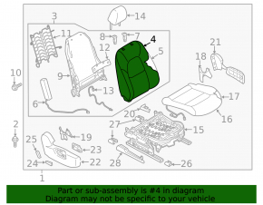 Mazda CX-5 17-23 passenger seat back upholstery, black leather, heated, perforated, dents