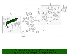 Inner part of the front left side member of the Toyota Sienna 17-20