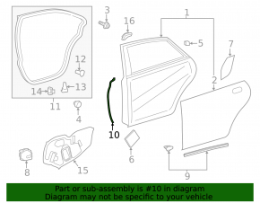 Front door seal rear left Lexus ES300h ES350 13-18