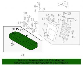 Rear seats, 2nd row, Mitsubishi Outlander Sport ASX 13-15, black cloth, without headrests, defect on the seat