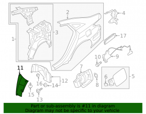 Mudguard rear right front Hyundai Sonata 11-15 hybrid