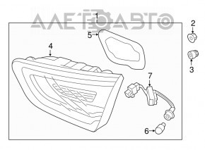 Inner taillight trunk lid left Kia Optima 14-15 rest