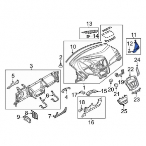 Side dashboard trim right Ford Focus mk3 15-18 gray