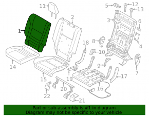 Rear seat backrest, 2nd row, right, Ford C-max MK2 13-18, black leather, ready to clean