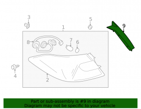 Outer wing light trim, right, Infiniti M Q70 11-14