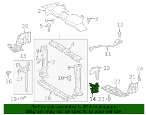 Left lower radiator deflector for Toyota Prius C 15-17