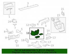 Central console under the dashboard Toyota Sienna 15-20 beige, 2 parts