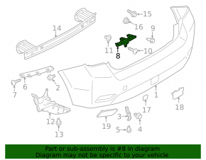 Rear bumper mount left inner Subaru XV Crosstrek 13-17