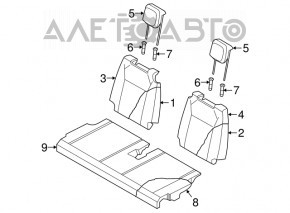 Rear seat cushion, 3rd row, VW Tiguan 18-21, black leather, perforated