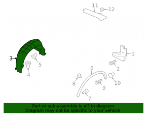 Rear right mudguard Nissan Rogue 14-20