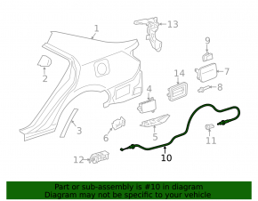 Toyota Camry v55 15-17 fuel filler flap and trunk lid release cable