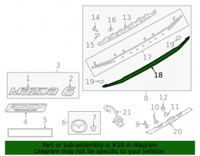 Trunk lid molding Mazda 6 18-21