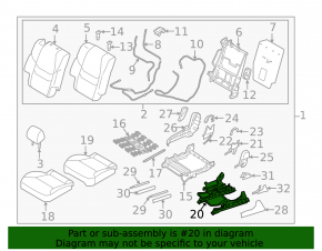 Rear right seat runner, 2nd row, left, Mazda CX-9 16- mechanical, without frame