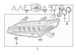Headlight front left bare Acura TLX 15-17 prerest