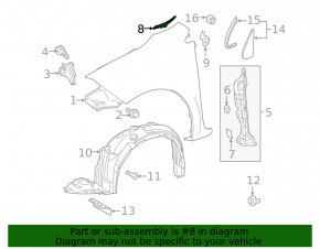 Right windshield wiper seal for Toyota Corolla 14-19