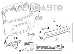 Toyota Prius 50 16-22 trunk door emblem, broken guides, scratches