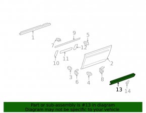 Lower large rear right door trim for Lexus RX300 98-03