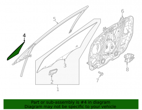 Kia K5 2021-2024 front left triangle door glass