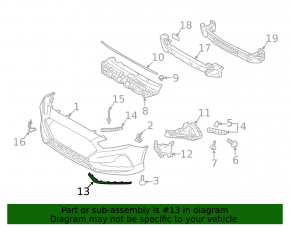 Front bumper molding left Hyundai Sonata 18-19 hybrid