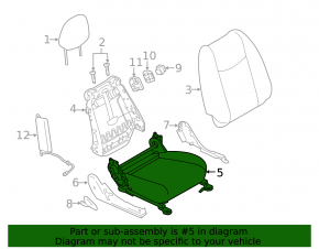 Passenger seat Nissan Leaf 11-12 without airbag