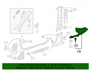 Door sill trim rear right inner Mercedes C-class W205 15-21 black