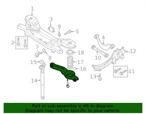 Lower control arm for rear left spring, Mazda3 MPS 09-13